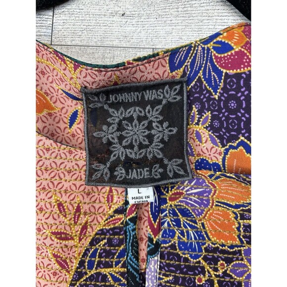 NWOT Johnny Was Deneb 100% Silk Peasant Floral Blouse Size Medium Large Boho Art - Picture 10 of 10